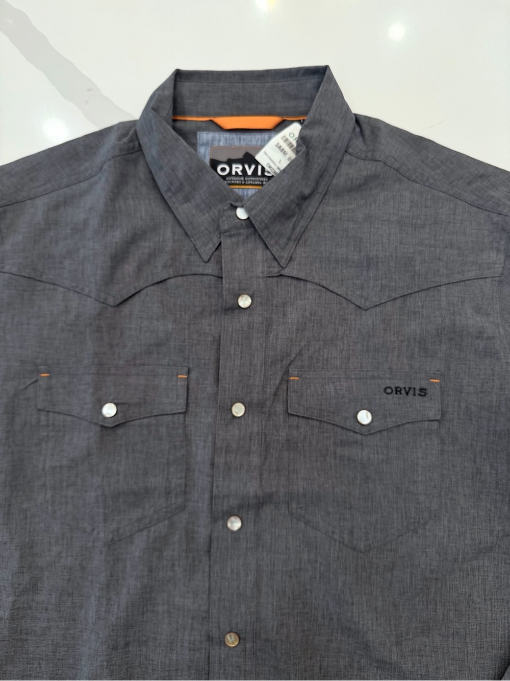 Orvis Men's Slate Gray Button-Down Western Shirt NWT